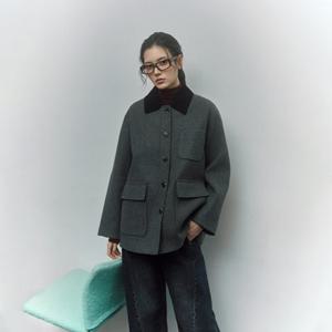 [LAP] 랩 코듀로이 배색카라 워크 자켓 코트 출근룩 (AR4WJA62)