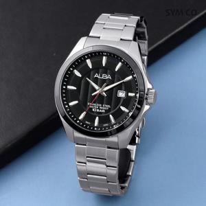 알바 AS9981X1 캐쥬얼 라운드 화이트 블랙 방수 데일리 남자 메탈 시계 c