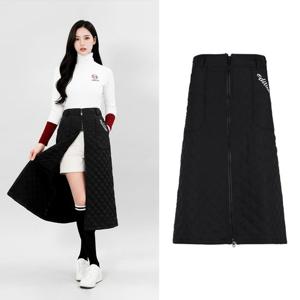 럭스골프 여성 하프밴딩 지퍼 퀼팅 방한 롱스커트 MW25W102W