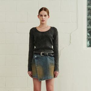 [플랙진]여성 스쿱 넥 워싱 니트 (PWTH3NTL76W)