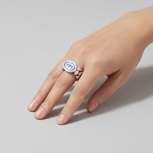 구찌 YBC753490001 (753490 J8410 8136) 인터로킹 G 에나멜 10MM 실버 반지