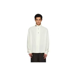 25 FW 랑방 남성 오프 화이트 스탠드업 칼라 셔츠 252254M192008