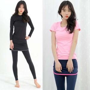 ALL4064 여자한줄요가 스포츠레쉬가드9부치마레깅스