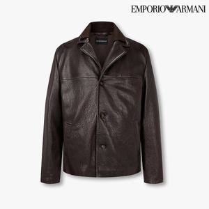 [엠포리오 아르마니]남성 니트 레이어드 카라 레더 자켓(A515309001)(6790000)