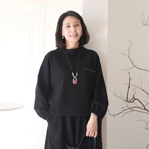 [쉬즈마담]T57431 핀턱소매 포켓체인 블라우스 50대 엄마옷