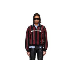 25 FW 마틴로즈 남성 버건디   블랙 스포티 로고 폴로 셔츠 252892M212003