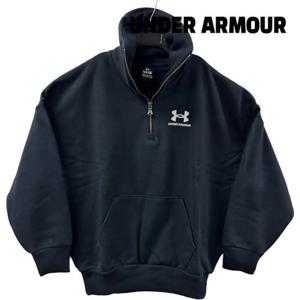 언더아머긴팔티 LQK 1387223-001 여성 UA 라이벌 헤비웨이트 테리 오버사이즈 1/4 집업 티셔츠 블랙