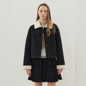 [올리브데올리브] 올리브데올리브숏기장 뽀글배색 무스탕 점퍼 OM5WMA850