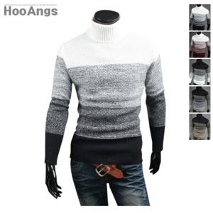 [후앙스] 4단슬라브배색 니트폴라 EYPT6019