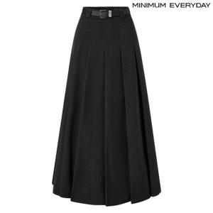 [미니멈][미니멈 에브리데이]핀턱 벨티드 플레어 롱 스커트 (EB4WH017D)