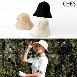 [체스]모렌 여성골프 밀짚 린넨벙거지모자