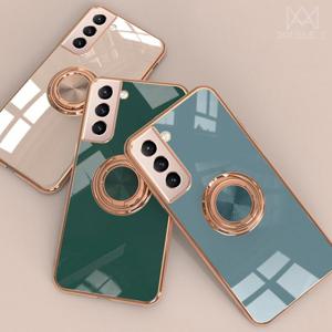 갤럭시 S21 글로시 메탈 골드 링 케이스 슬림 홀더 휴대폰 커버