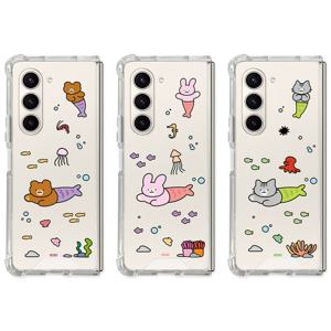 9C9C 애니멀 인어공주 젤하드 클리어케이스 갤럭시 Z 폴드 5