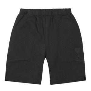 (명품) 아미 빅 하트 로고 자수 반바지 블랙 E21H