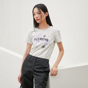 [에고이스트] EQ2CH466 프린팅 포인트 등판 절개 루즈핏 티셔츠 (24년 여름)