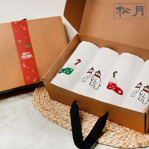 [송월타올]크리스마스 스노우 4매 선물세트(크라프트+띠지) 랜덤발송