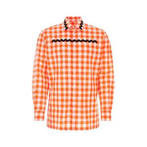 프라다 남성 오렌지 포플린 자수 긴팔 셔츠 UCN493S23112OB F03DS