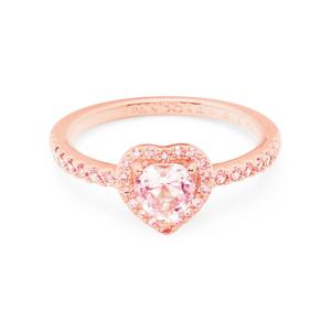 판도라 188421C04 스파클링 엘리베이티드 핑크 하트 로즈 반지