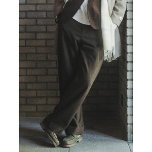 [빈폴멘] 울 혼방 하운드투스 와이드 팬츠 - 브라운 (BC4921C33D)