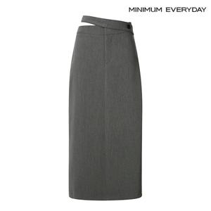 [미니멈][미니멈 에브리데이]벨티드 버튼 포인트 H라인 롱 스커트 (EA4WH009D)