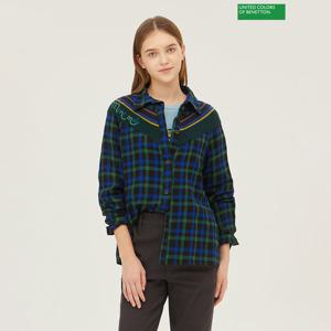 베네통 페리 체크 블라우스 BABL54361_BL