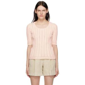 25 FW 씨바이끌로에 여성 핑크 스쿱넥 티셔츠 231373F110002