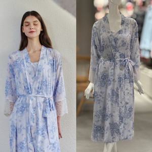 [비너스]초경량 하늘하늘 블루플라워 로브가운 (VGN4540A)