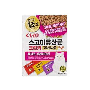 (2개)유산균 크런키 고양이사료 참치포버라이어티200g 고양이간식