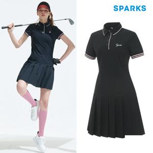 [스팍스] 여성 카라 플리츠 반팔 원피스 티셔츠 SO1LTO008