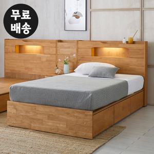 리온 고무나무 원목 수납형 침대프레임(슈퍼싱글 SS)