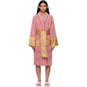 25 FW 베르사체 여성 핑크 아이 러브 바로크 바스 가운 251653F077009