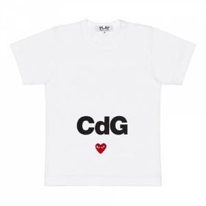 CDG 플레이 여성용 Cdg X 플레이 티셔츠 화이트 AE-T101-051-1