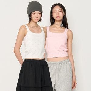 WOMAN 펀칭 레이스 니트 슬리브리스 [3COL] / WBE1L43540