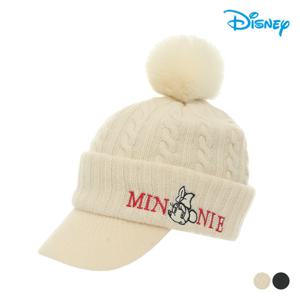 [디즈니골프]여성 퍼 방울 꽈베기 니트 방한 모자 DN4LAC030