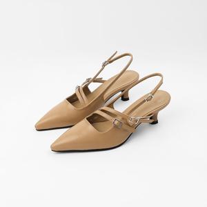 [신난다슈] 여성 슬링백힐 5cm 메리제인 슬링백 구두 펌프스힐 스틸레토 NF255201 베이지