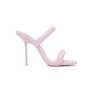 25 FW 알렉산더왕 여성 핑크 줄리 105mm 나일론 튜블러 힐 샌들 251187F125011