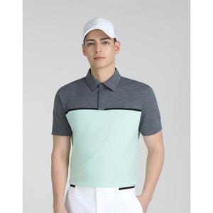 헤지스 골프 25SS 그린 남성 컬러블럭 반팔 카라티 HUTS5B351E1
