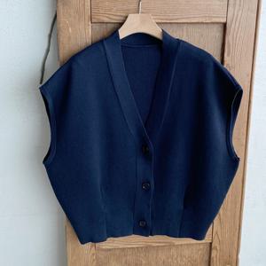 샵앤) 여성 Y단추 루즈핏 레이어드 데일리 캐주얼 니트 조끼 DGB-WVS-4330-네이비