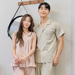 바풀 CA5S13016 커플잠옷 순면 파자마 남성 여성 여름 민소매 잠옷 세트 핑크