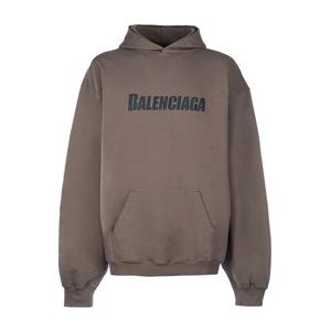 발렌시아가 로고 프린트 후드 티셔츠 브라운 729361 TNVL2 7761