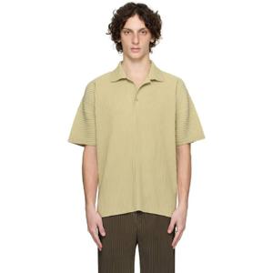 25 FW Homme Plisse Issey Miyake 남성 그린 먼슬리 컬러 메이 폴로 셔츠 252729M212002
