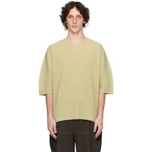 25 FW Homme Plisse Issey Miyake 남성 그린 먼슬리 컬러 메이 티셔츠 252729M192002