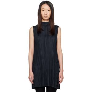 25 FW 이세이미야케 여성 네이비 미드 에이프릴 멜로우 플리츠 튜닉 252941F087029