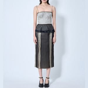 25 FW 메종 마르지엘라 콘트라스트 판넬 실크 위브 미디 드레스 S51DD0025 MTN057 800