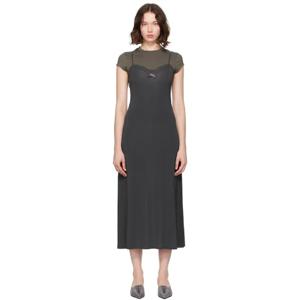 아크네 원피스 그레이 레이어드 저지 미디 드레스 251129F054005