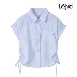 [르샵]옆 셔링 스트라이프 반팔 셔츠 (BP4BL036A)