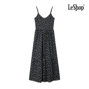 [르샵]백 스모크 밴딩 플라워 패턴 나시 원피스 (BP7OP044A)