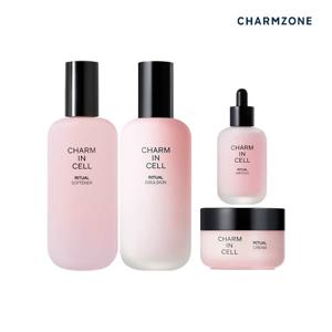 참존 참인셀 리추얼 4종세트(소프너+에멀전+앰플+크림)+쇼핑백