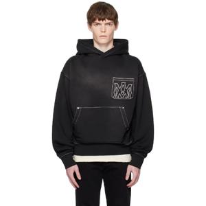 25 FW 아미리 남성 블랙 MA 아웃라인 오버사이즈 후드티 252886M202006