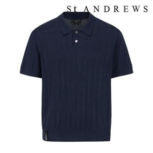 [세인트앤드류스]남성 스트라이프 조직감 칼라 반팔 니트 (811E2SR203NA)
